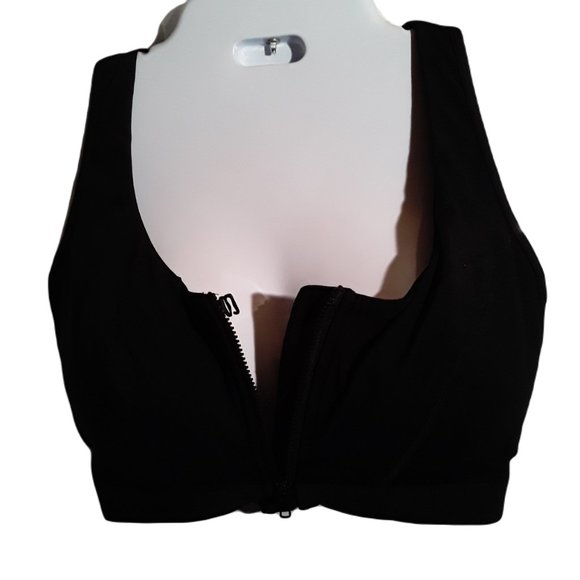 Angabriel Wirefree women's high impact zip front sports bra Size 2XL Black - Picture 3 of 9